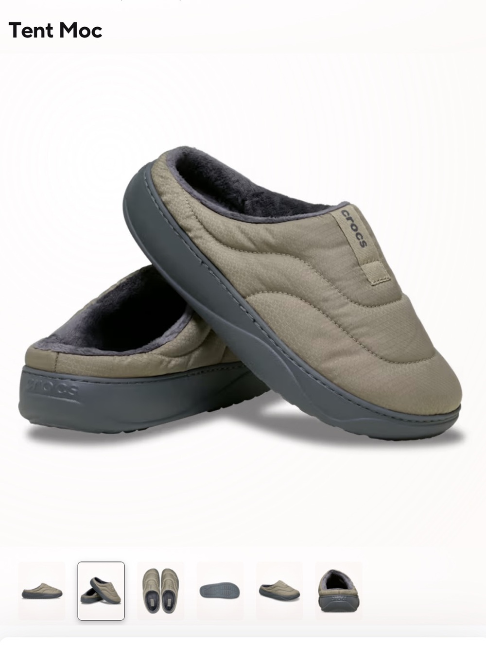 NWT CROCS Tent Moc Slip On in Khaki/Carbon - Women’s Size 8/Men’s Size 6